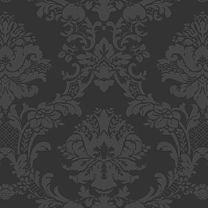 black light reflective in-register damask wallpaper