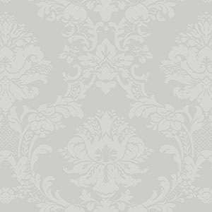 silver light reflective in-register damask wallpaper