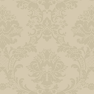 gold light reflective in-register damask wallpaper