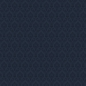 Navy small damask silks wallcovering